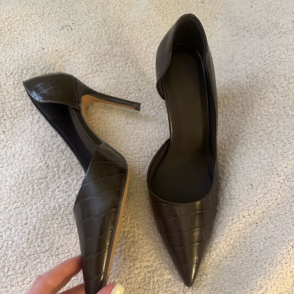 Chocolate Pointed-Toe Heels